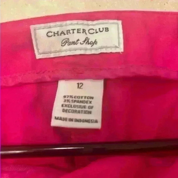 Charter club cropped embroidered fuchsia pants, women size 12 - Picture 3 of 6